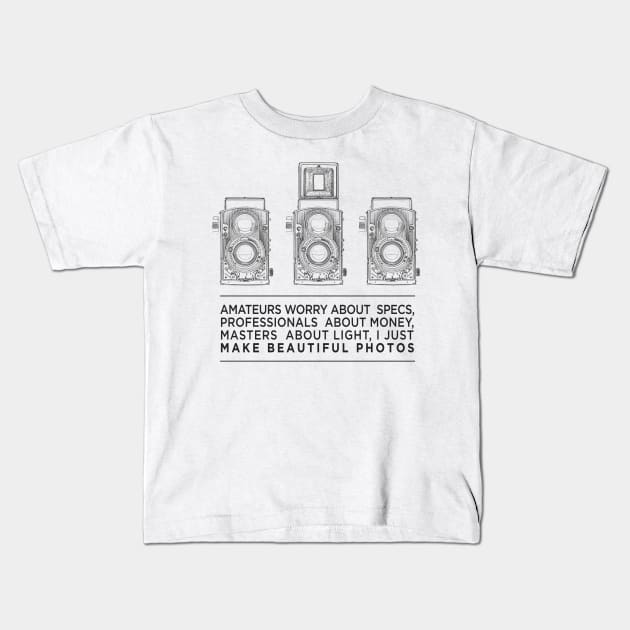 Vintage Retro Twin-Lens Reflex Camera With Text Quotation Kids T-Shirt by VintCam